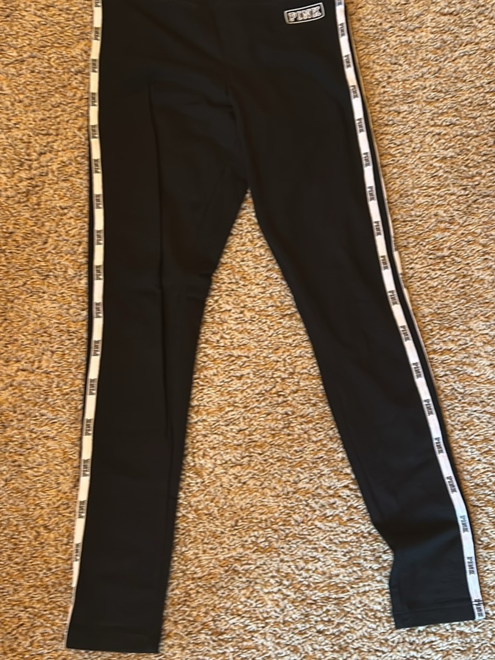 PINK Victoria's Secret Black Logo-Trim Leggings